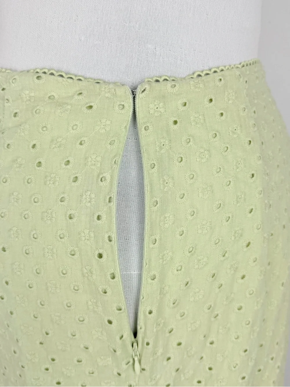 Altar'd State Lime Green Eyelet Embroidered Midi Pencil Skirt Large Cottagecore